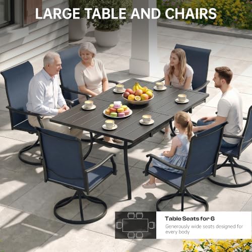 7-Piece Outdoor Furniture Set, Patio Table and Chairs Set, Navy