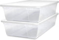 HOMZ 2-Pack Snaplock, Large Clear Plastic Storage Organizer Bins w/Lids, 41 Quart, White - Stackable Container Boxes for Bedroom, Bathroom, Garage, and Office Organization