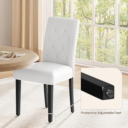 Yaheetech Dining Chairs Set of 4 Button Tufted Kitchen Chairs White
