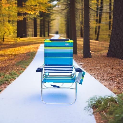 Rio Brands 17" Extended Height 4-Position Folding Beach, Camping, Lawn C...