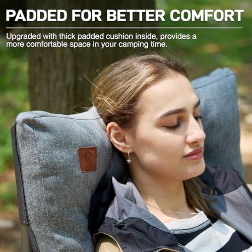 EVER ADVANCED Padded Oversized Folding Camping Chair for Adults, Heavy Duty L...