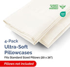 Standard Pillow Cases - 4 Pack - Super Soft Pillowcase Covers - Envelope Enclosure - Hotel Quality Pillow Protectors - Wrinkle Free, Shrink & Stain Resistant - Machine Washable - 20" x 26" (Off White)