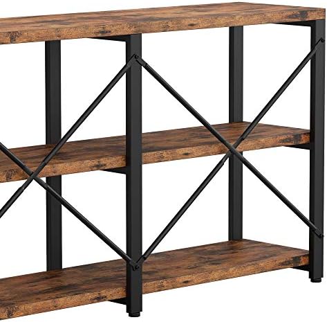 IRONCK Console Table, 3-Tier 55 in Entryway Table, Vintage Brown | Engineered...