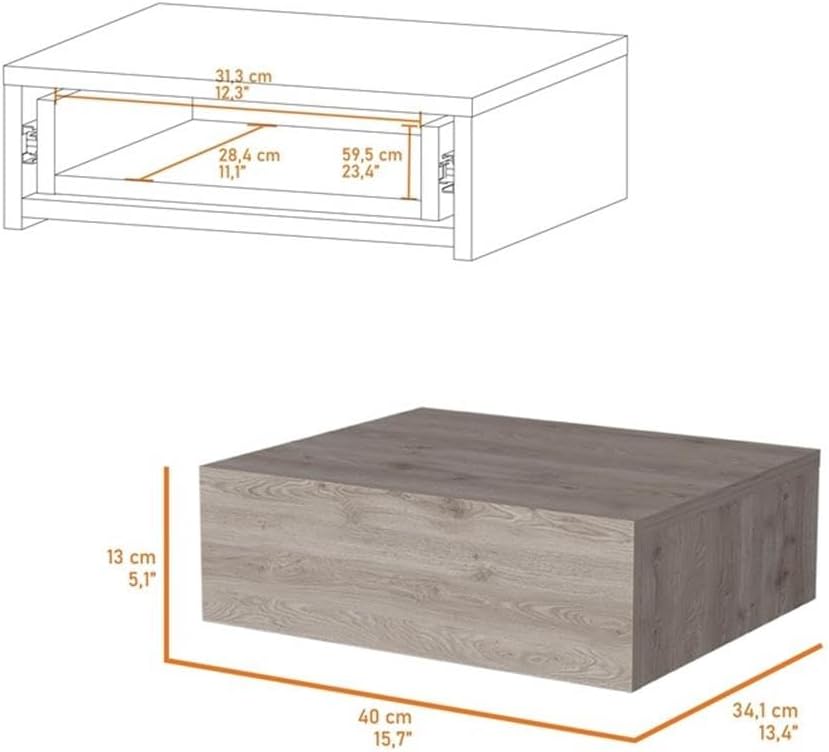 Vienna 1-Drawer Manufactured Wood Floating Nightstand, Light Gray