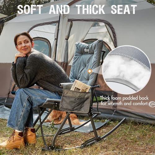 Portal Oversized Padded Folding Rocking Camping Chair Outdoor 400 LBS | Padde...