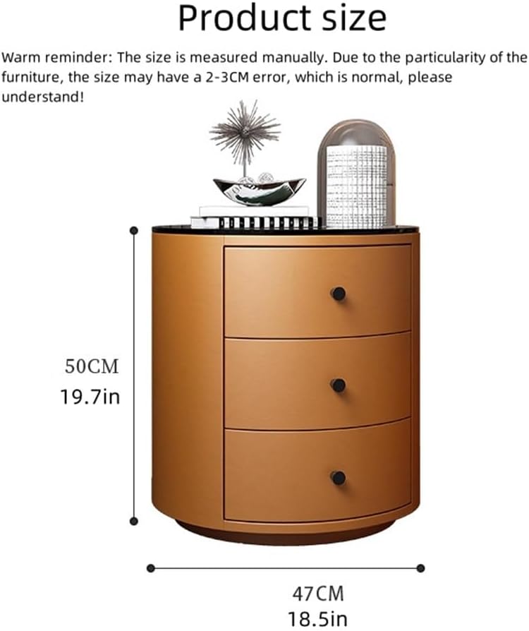 Bedside Table, Round Nightstand Night Stand Modern Nightstand Bedside Table w...