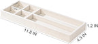 2Pcs Desk Drawer Storage Tray, Nightstand Organizer, Necklace Bracelet Ring Earring Jewelry Display, Grid Table Organizer Holder for Sunglass, Phone, Watch, Perfume (6 grid)/Beige