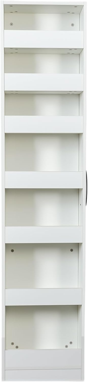 7 Tier Pull-Out Storage Cabinet with Handle & Wheels, Tall Narrow Spice R...