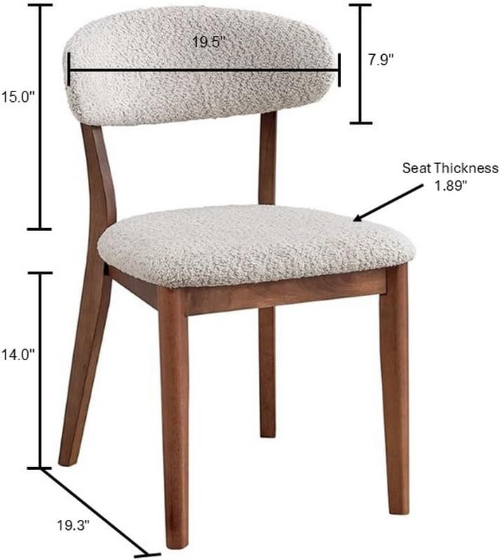 2Pcs Upholstered Wood Dining Chair, Cherry Color