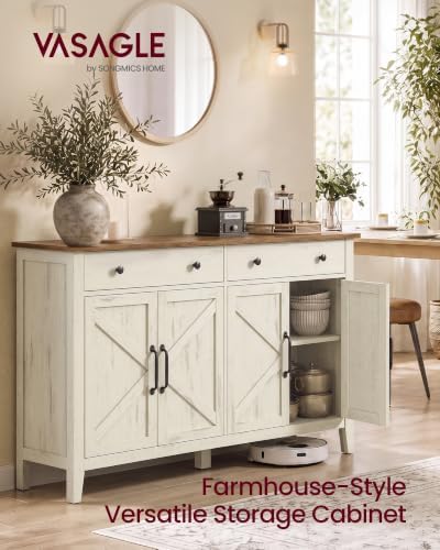 VASAGLE Farmhouse Buffet Cabinet, Coffee Bar with 2 Drawers