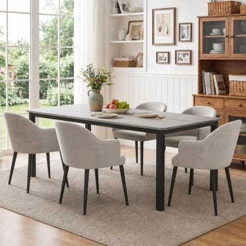 GarveeHome 71in Industrial Dining Table for 6-8 People, Long Kitchen Table