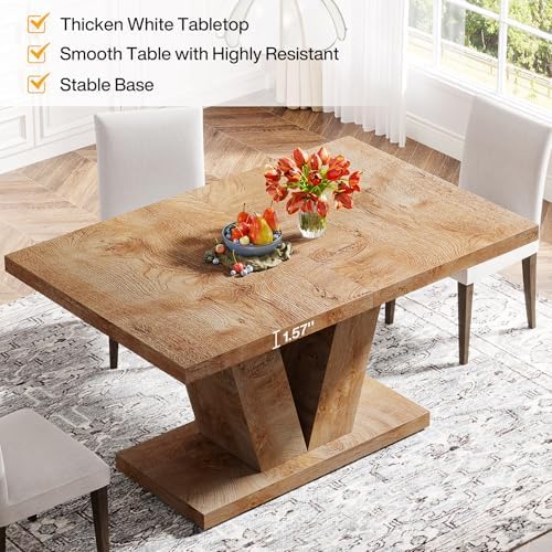 Tribesigns 47-Inch Dining Table for 4, Light Oak Brown Kitchen Dinner Furnitu...