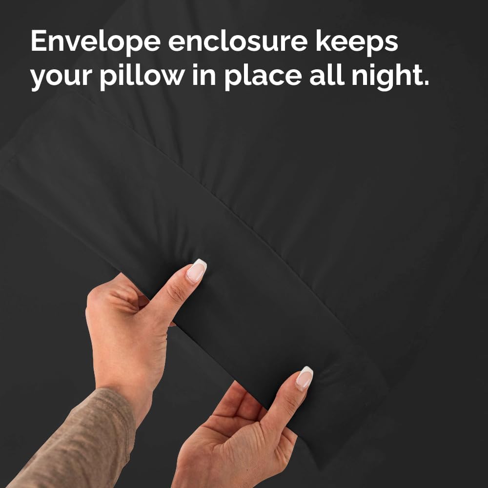Queen Pillow Cases - 4 Pack - Super Soft Pillowcase Covers - Envelope Enclosure - Hotel Quality Pillow Protectors - Wrinkle Free, Fade, Shrink & Stain Resistant - Machine Washable - 20" x 30" (Black)