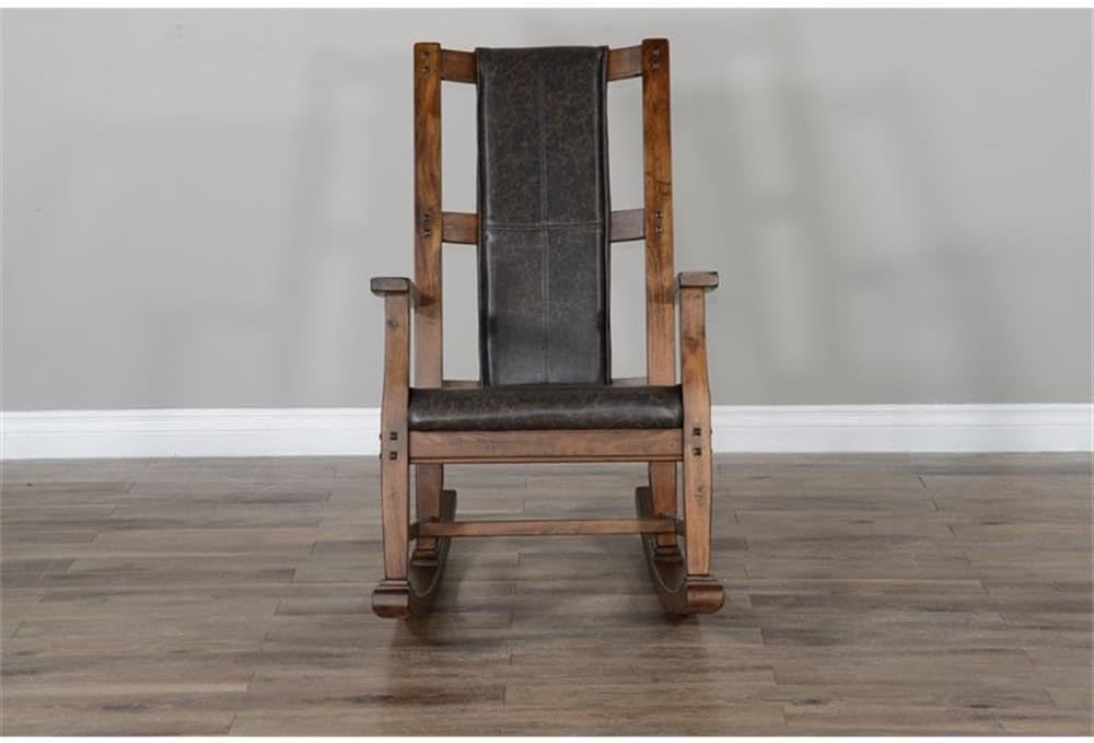 Pemberly Row Set of 2 Farmhouse Mahogany Wood Rocking Chair in Dark Brown