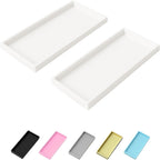 Vanity and Bathroom Tray, 11.8" ABS Countertop Organizer,Waterproof Vanity Tray for Toilet Tank,Perfume,Soap,Keys,Bathroom Accessories,Kitchen and Bath Trays,Non Slip Small Trays,White,2 Pack