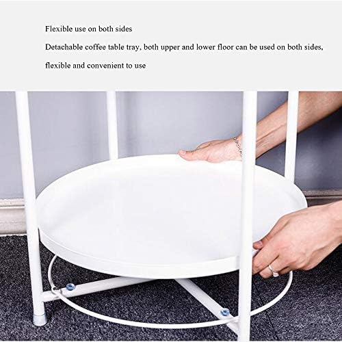 Telephone Table, Tray Metal End Table,Side Table Round Tray,Removable Tray Ou...