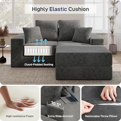 Cloud Modular Sectional Sofa, Comfy Couch for Living Room, Modern L-Shaped Co...