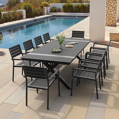 Pellebant 11-Piece Outdoor Patio Dining Table Set for 10 Person