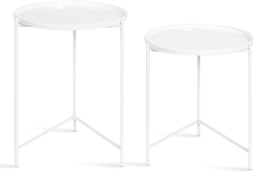 Kate and Laurel Ulani Modern Nesting Side Table, Set of 2, White, Sophisticat...
