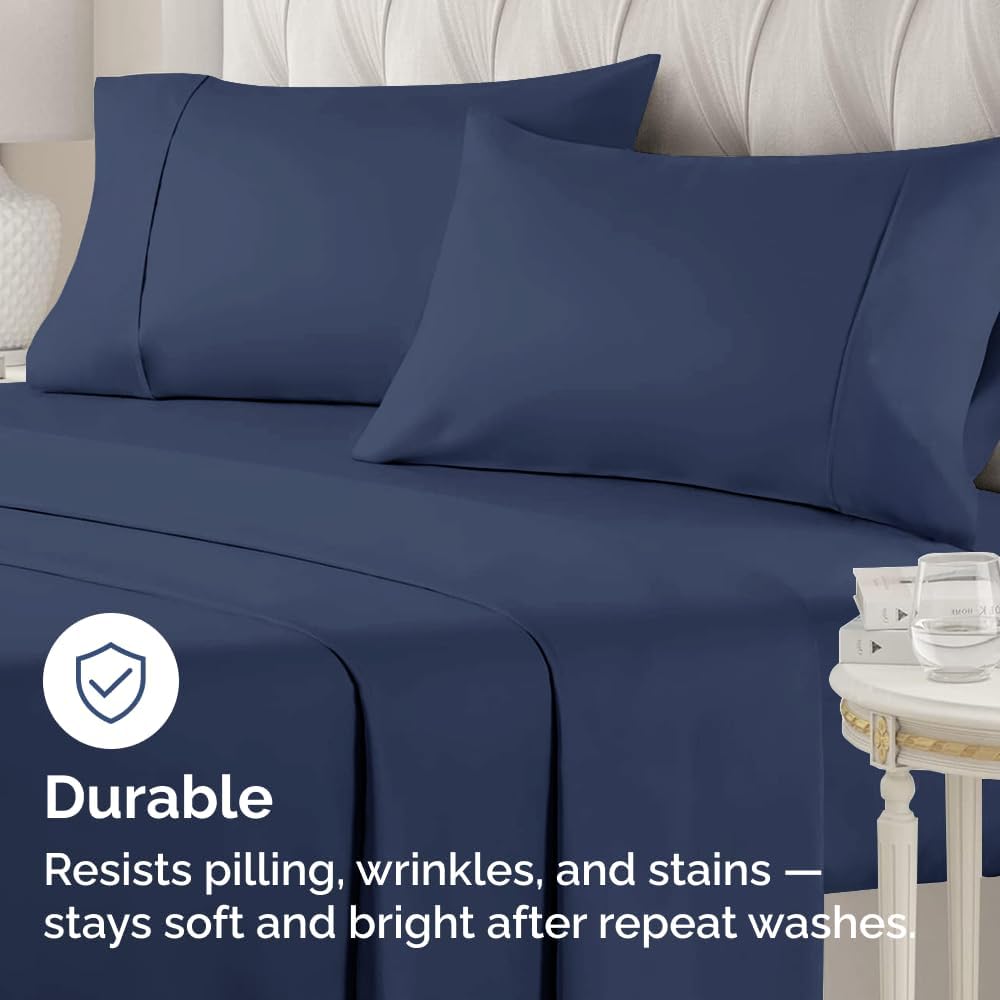 King Pillow Cases - 2 Pack - Super Soft Pillowcase Covers - Envelope Enclosure - Hotel Quality Pillow Protectors - Wrinkle Free, Shrink and Stain Resistant - Machine Washable - 20" x 40" (Navy Blue)
