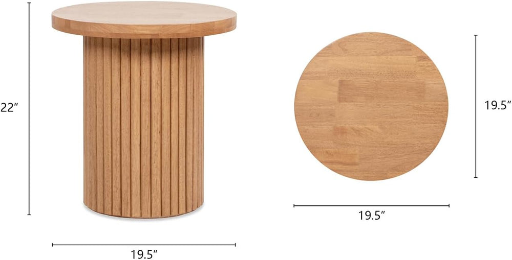Jennifer Taylor Home Kenzie 19.5" Fluted Pillar Round Accent Side Table,...