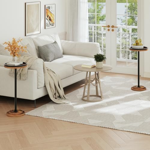HOOBRO Small Round Side Tables, Drink Tables, Coffee Martini Tables