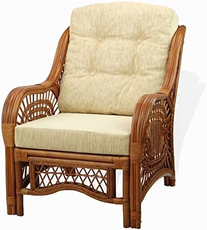 Malibu Lounge Living Accent Armchair Natural Rattan Wicker Handmade Design, C...