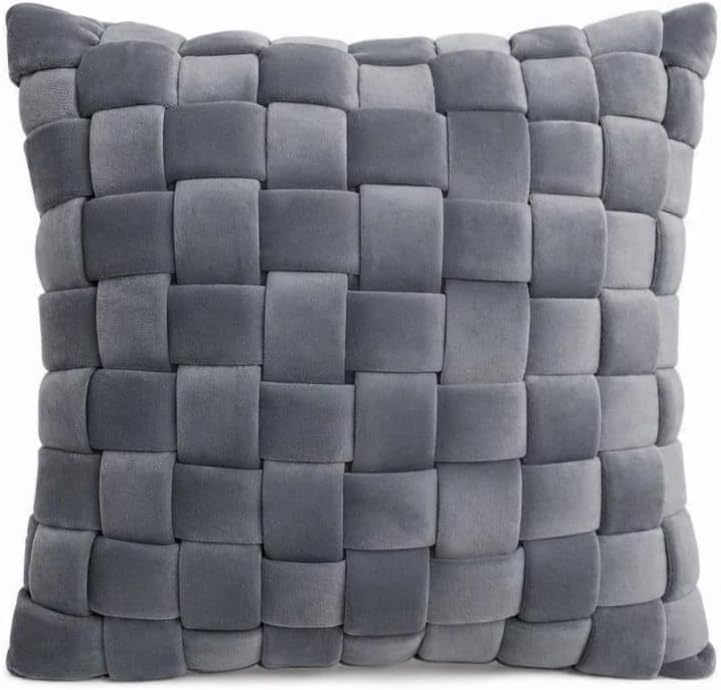 Velvet Decorative Throw Pillow with Insert,18x18 Inch Knotted Square Accent P...