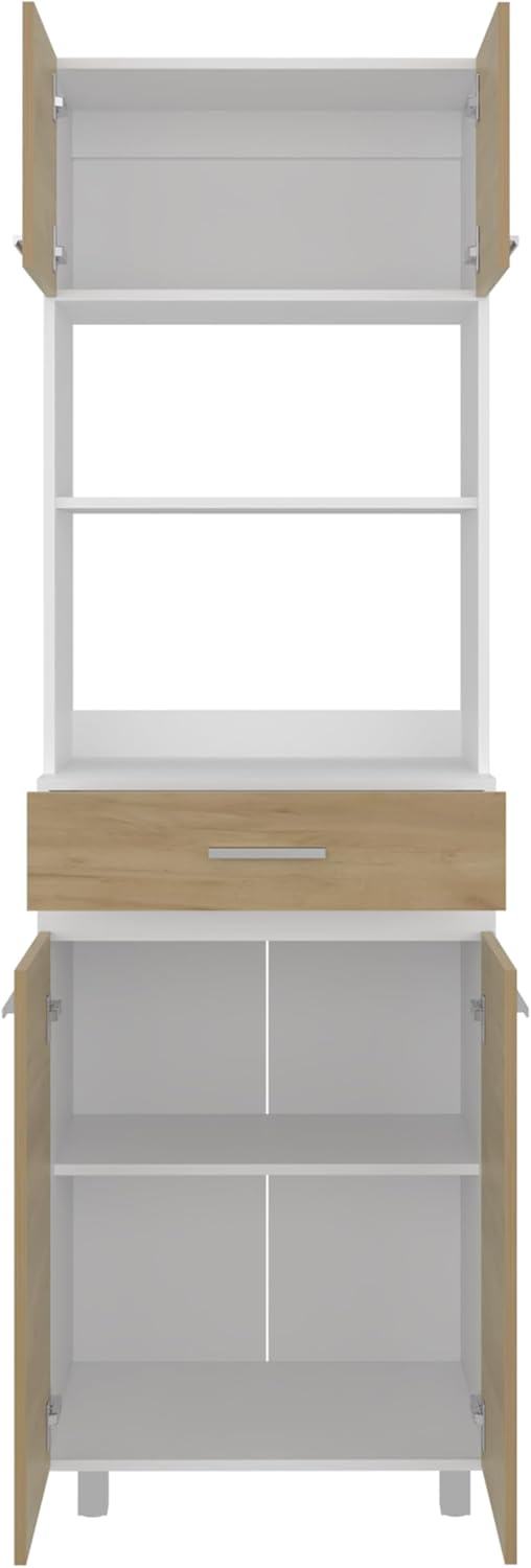 79" Tall Kitchen Pantry Cabinet with Storage,Open Shelves & Microwav...