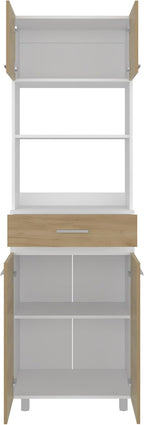 79" Tall Kitchen Pantry Cabinet with Storage,Open Shelves & Microwave Stand, Wooden Cupboard Credenza Bufffet Cabinet, Freestanding Kitchen Hutch for Living Room, Dining Room