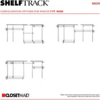 ClosetMaid ShelfTrack Wire Closet Organizer System, Adjustable from 5 to 8 Ft., With Shelves, Clothes Rods, Hardware, Durable Steel, Satin Chrome