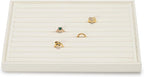 Jewelry Ring Display Tray Beige Microfiber Ring Earrings Display Organizer Tray
