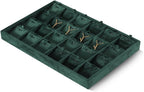Velvet Necklace Display Tray, Stackable 24 Grid Insert Pendant Necklaces Storage Holder Plate, Jewelry Retail Countertop Organizer (Green)