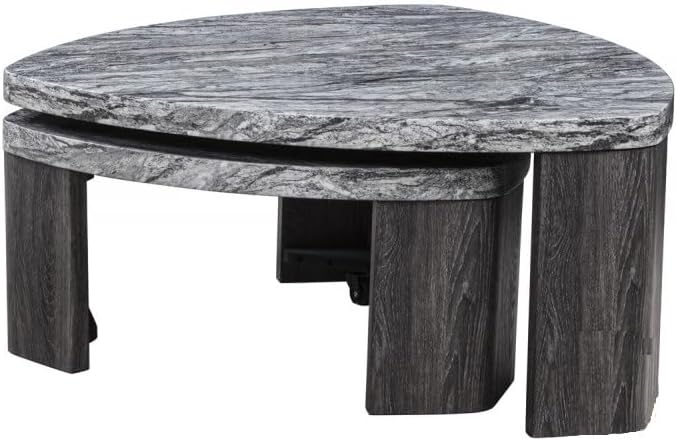 39" Durable Marble Laminate Nesting Coffee Table, Boo Coffee Table with ...