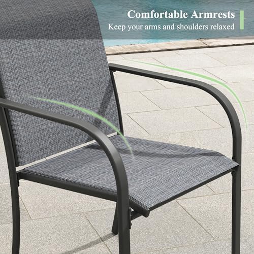 7 Pieces Outdoor Dining Set, Stackable Textilene Patio Chairs & 59.2&quot...