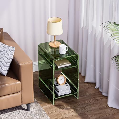 Clear Acrylic Side Table, Narrow Nightstand Bedside Table for Bedroom, Skinny...