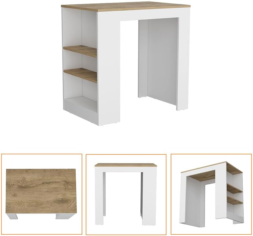 Kitchen Island with 3-Side Shelf and Counter Height Table Top | 3-side shelf ...