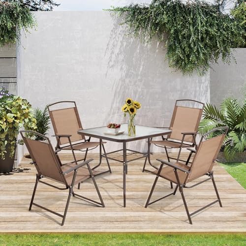 Crestlive Products Set of 4 Patio Folding Chairs 4-Pack Dining Chairs Outdoor...