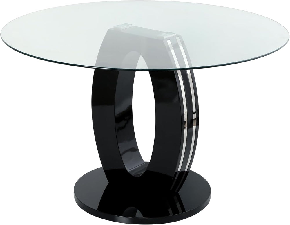 RGZ 47'' Modern Luxury Clear Glass Round Dining Table for 4-6, Glass ...