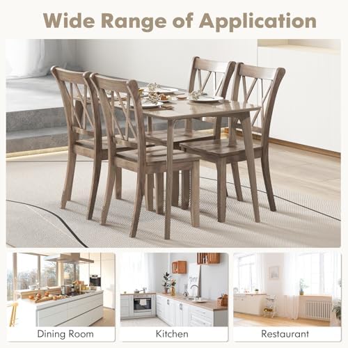 GOFLAME Wooden Dining Chairs Set of 4, Mid-Century Farmhouse Kitchen Side Cha...
