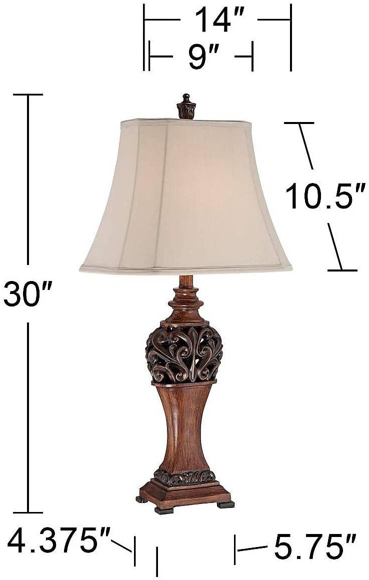 Exeter 30" Large Table Lamps Set of 2 Faux Wood Finish Cottage