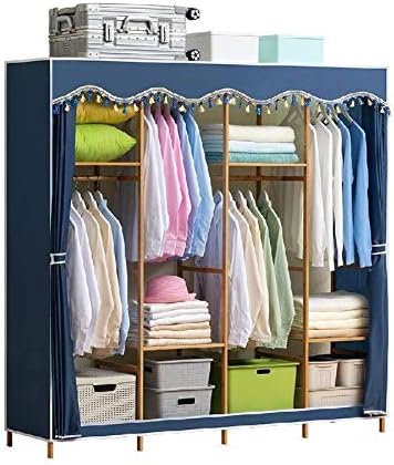 Large Space Simple Wardrobe Steel Pipe Thickened Fabric Solid Bedroom Assembl...