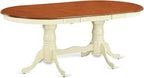East West Furniture PLQU9-WHI-W 9 Piece Dining Room Furniture Set Includes an Oval Kitchen Table with Butterfly Leaf and 8 Dining Chairs, 42x78 Inch, Buttermilk & Cherry