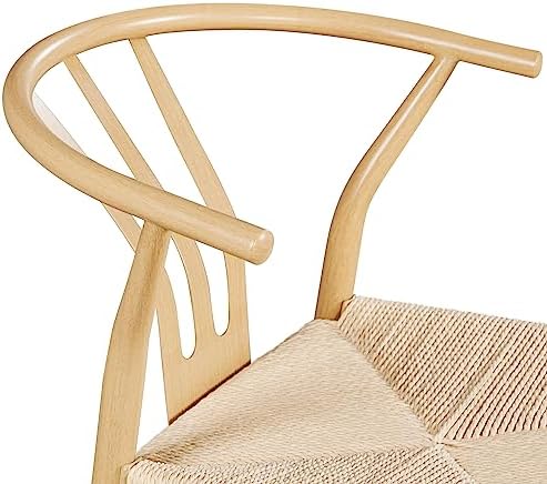 Yaheetech Dining Chairs Set of 4 Mid Century Modern Woven Chairs Wood Color