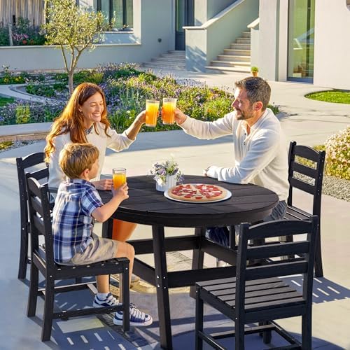 Patio Dining Set, 5-Piece HDPE Outdoor Dining Set for 4, Black
