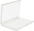 4-Pack Clear Hinged Plastic Containers, Keepsake Storage Boxes, 6" L x 4" W x 1/2" H, Made in USA, Plastic Display Case and Storage Containers