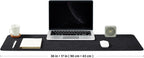 Distressed Leather Desk Mat - Non-Slip PU Desk Pad for Office and Home - Desk Organization and Accessories - Ideal for Large Mouse Pad and Desk Mats on Top of Desks(Charcoal Black,36"x 17")