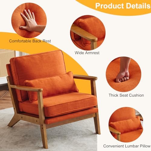 Karl home Mid-Century Lounge Accent Chair, Burnt Orange