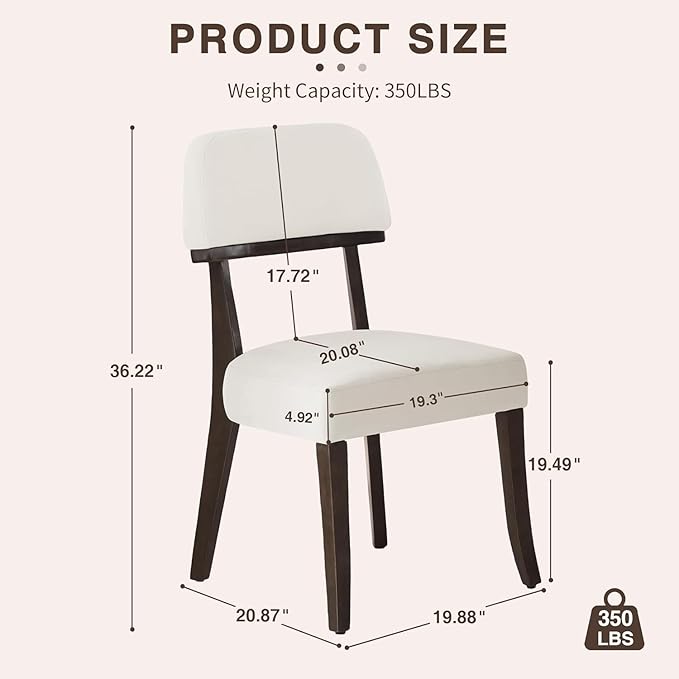 Modern Wood Dining Chairs Set of 4, Velvet Upholstered Kitchen Chairs with Op...