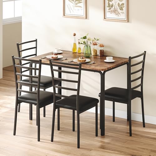 GarveeHome 5-Piece Kitchen Dining Room Table Chair Set for Small Space, Indoo...